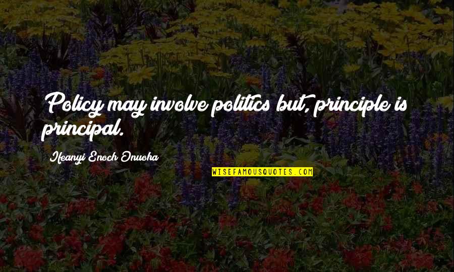 Dzmitry Nationality Quotes By Ifeanyi Enoch Onuoha: Policy may involve politics but, principle is principal.