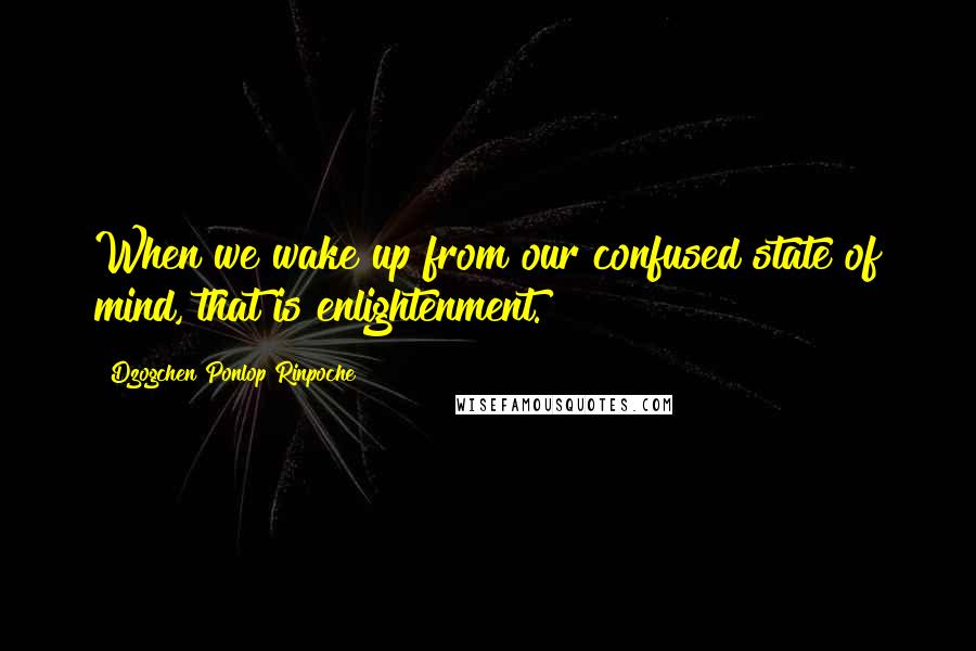Dzogchen Ponlop Rinpoche quotes: When we wake up from our confused state of mind, that is enlightenment.