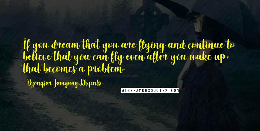 Dzongsar Jamyang Khyentse quotes: If you dream that you are flying and continue to believe that you can fly even after you wake up, that becomes a problem.