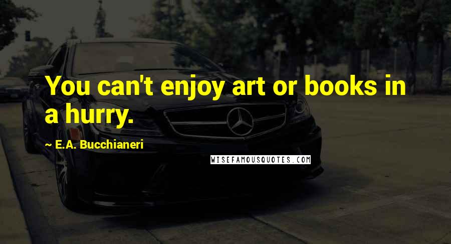 E.A. Bucchianeri quotes: You can't enjoy art or books in a hurry.