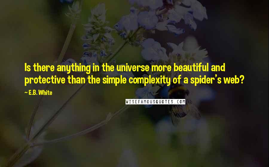 E.B. White quotes: Is there anything in the universe more beautiful and protective than the simple complexity of a spider's web?