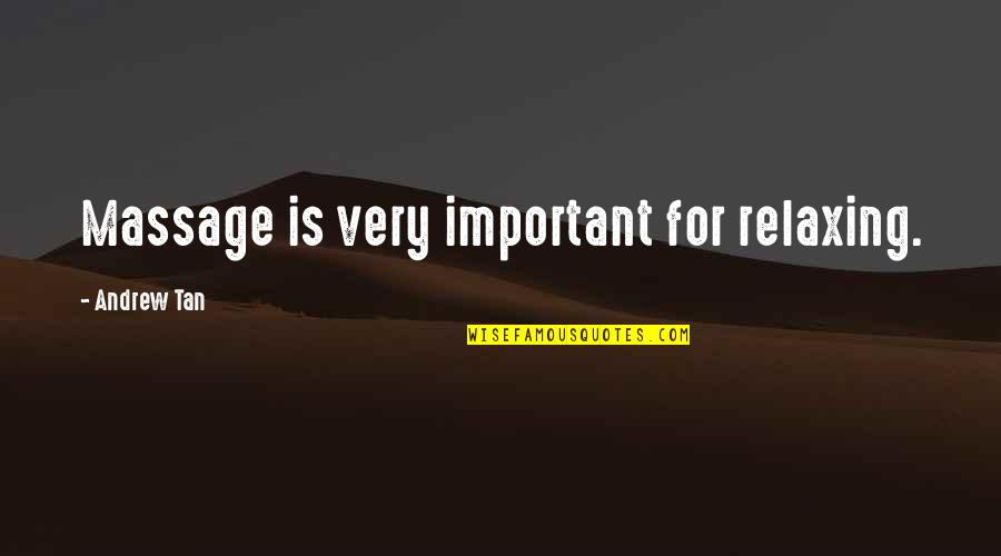 E Bronson Ingram Quotes By Andrew Tan: Massage is very important for relaxing. E Bronson Ingram Quotes By Andrew Tan: Massage is very important for relaxing.