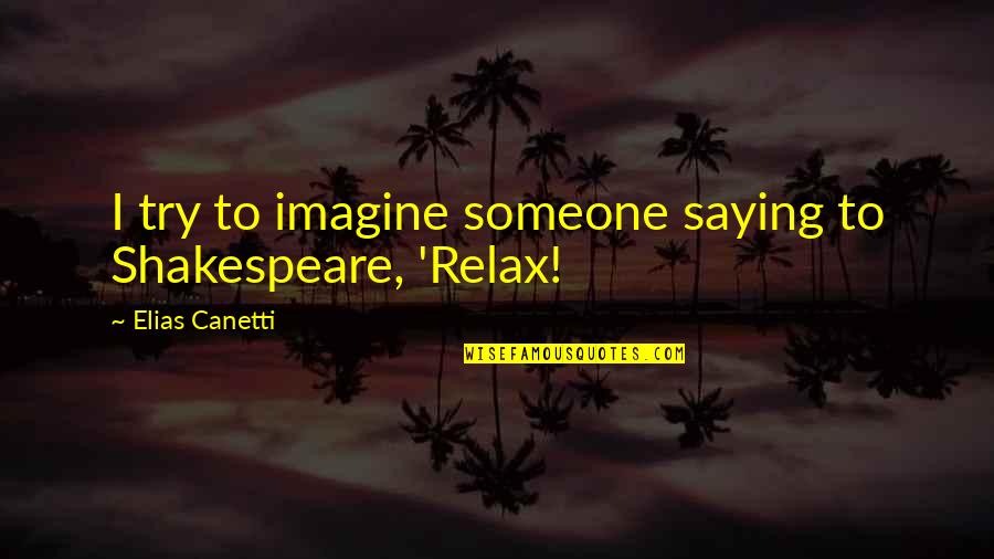 E Canetti Quotes By Elias Canetti: I try to imagine someone saying to Shakespeare,