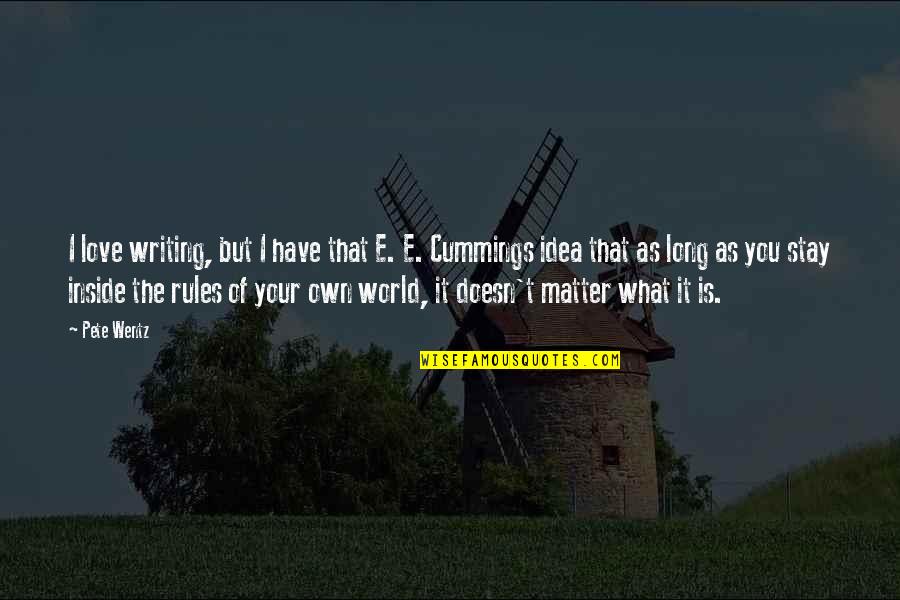 E E Cummings Love Quotes By Pete Wentz: I love writing, but I have that E.