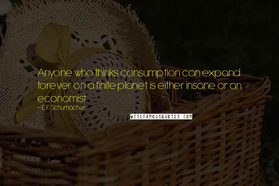 E.F. Schumacher quotes: Anyone who thinks consumption can expand forever on a finite planet is either insane or an economist.