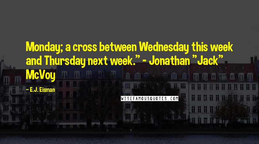 E.J. Eisman quotes: Monday; a cross between Wednesday this week and Thursday next week." - Jonathan "Jack" McVoy