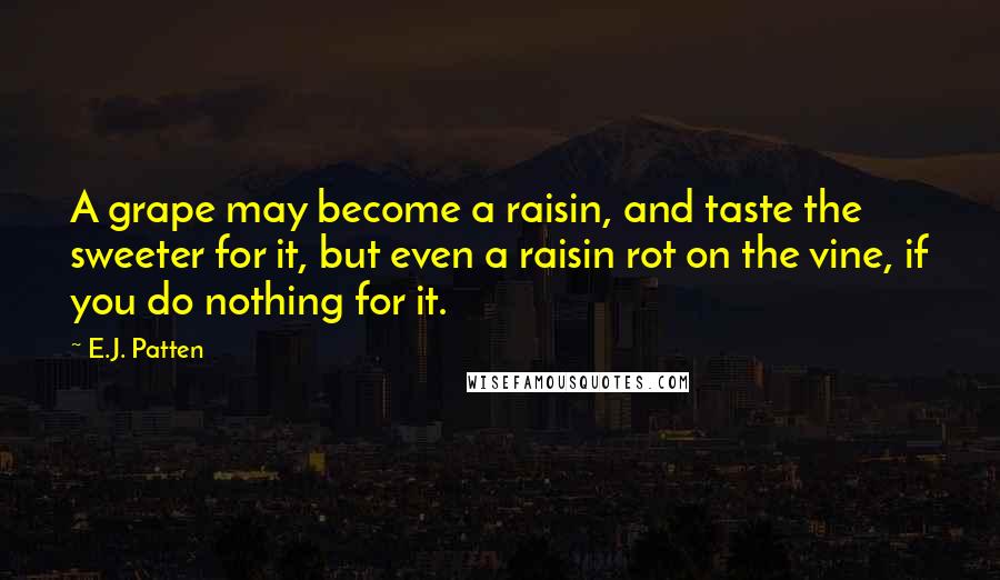 E.J. Patten quotes: A grape may become a raisin, and taste the sweeter for it, but even a raisin rot on the vine, if you do nothing for it.