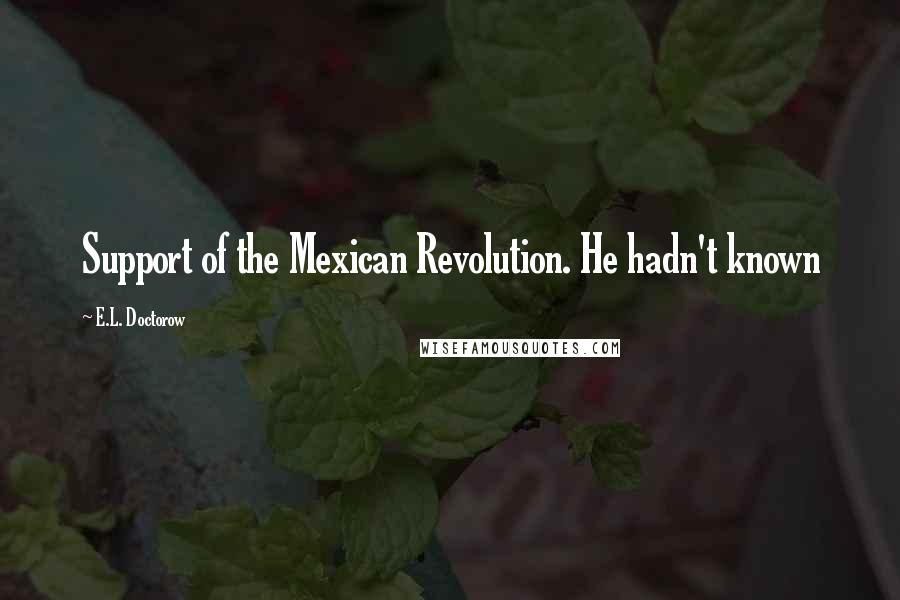 E.L. Doctorow quotes: Support of the Mexican Revolution. He hadn't known