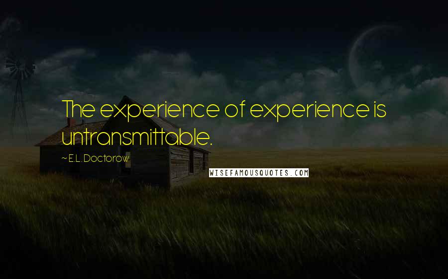 E.L. Doctorow quotes: The experience of experience is untransmittable.