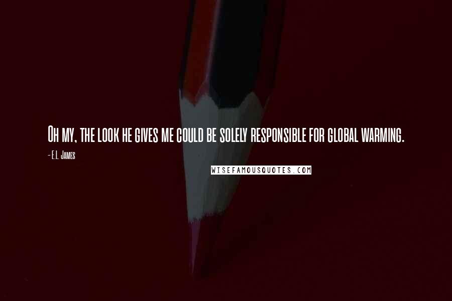 E.L. James quotes: Oh my, the look he gives me could be solely responsible for global warming.
