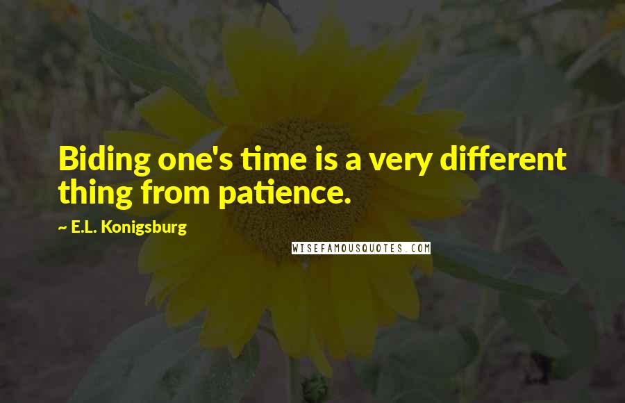 E.L. Konigsburg quotes: Biding one's time is a very different thing from patience.