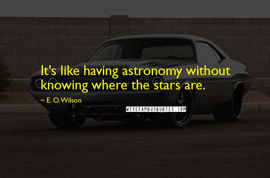 E. O. Wilson quotes: It's like having astronomy without knowing where the stars are.