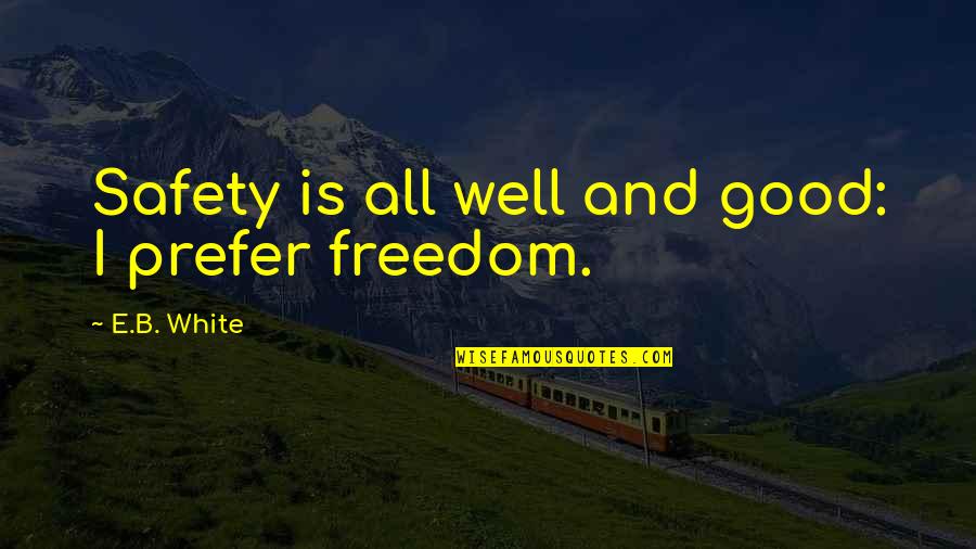 E Safety Quotes By E.B. White: Safety is all well and good: I prefer