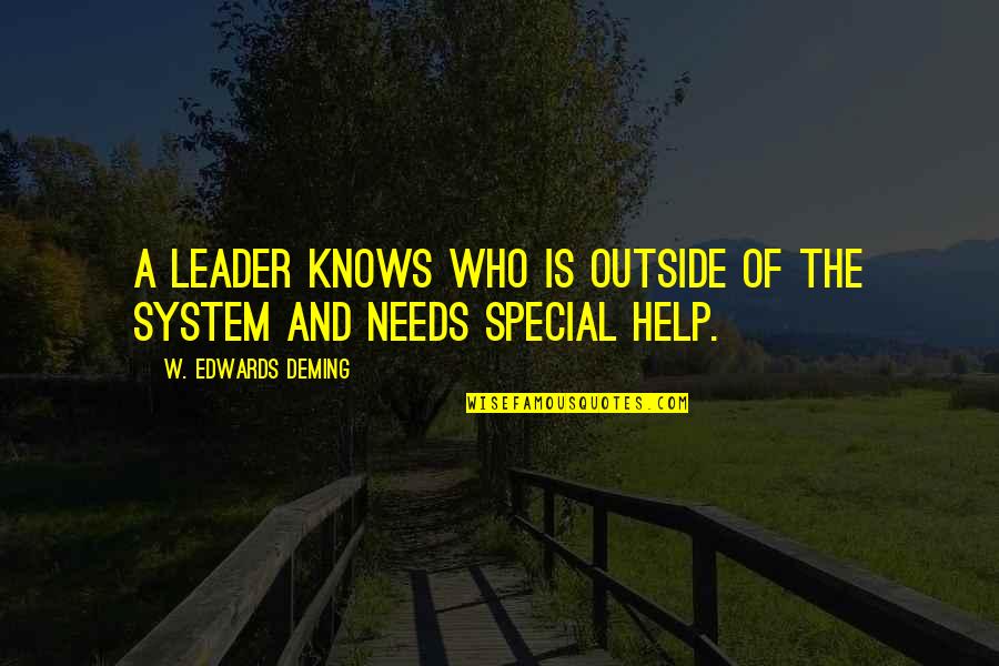 E W Deming Quotes By W. Edwards Deming: A leader knows who is outside of the
