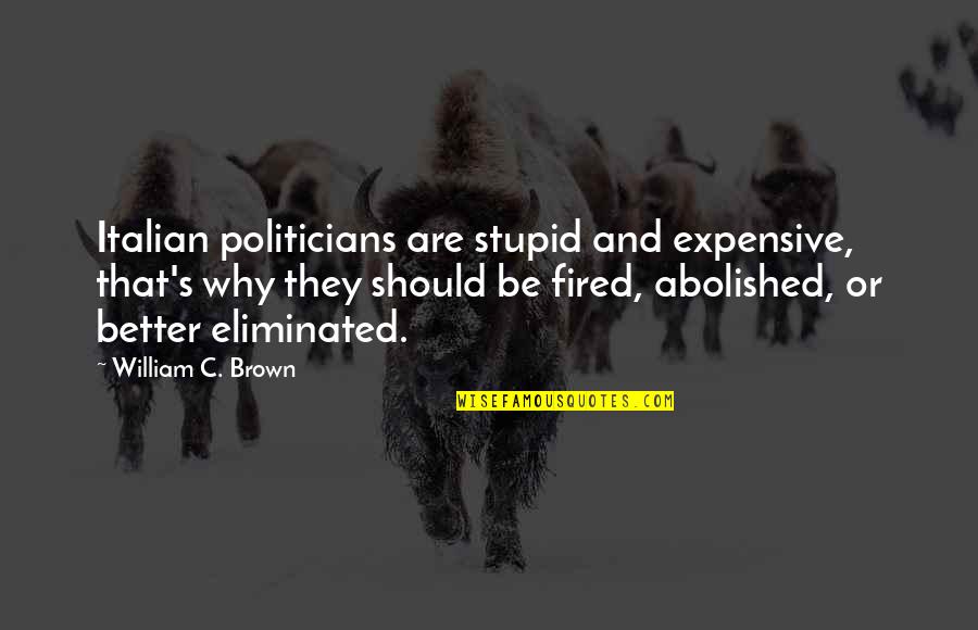 E12 Quotes By William C. Brown: Italian politicians are stupid and expensive, that's why