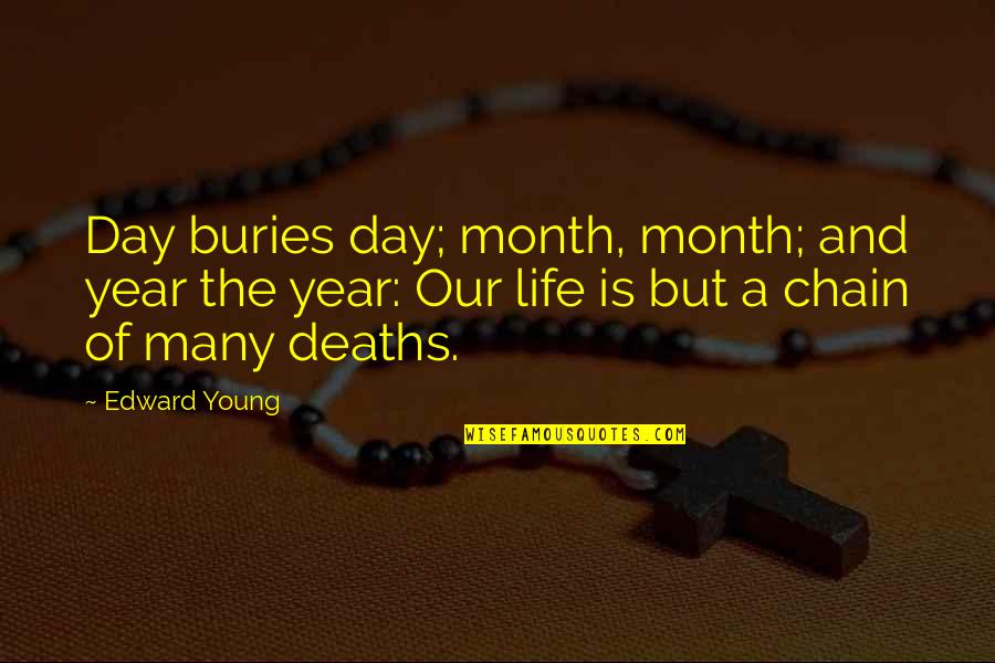 Each Day Of The Month Quotes By Edward Young: Day buries day; month, month; and year the