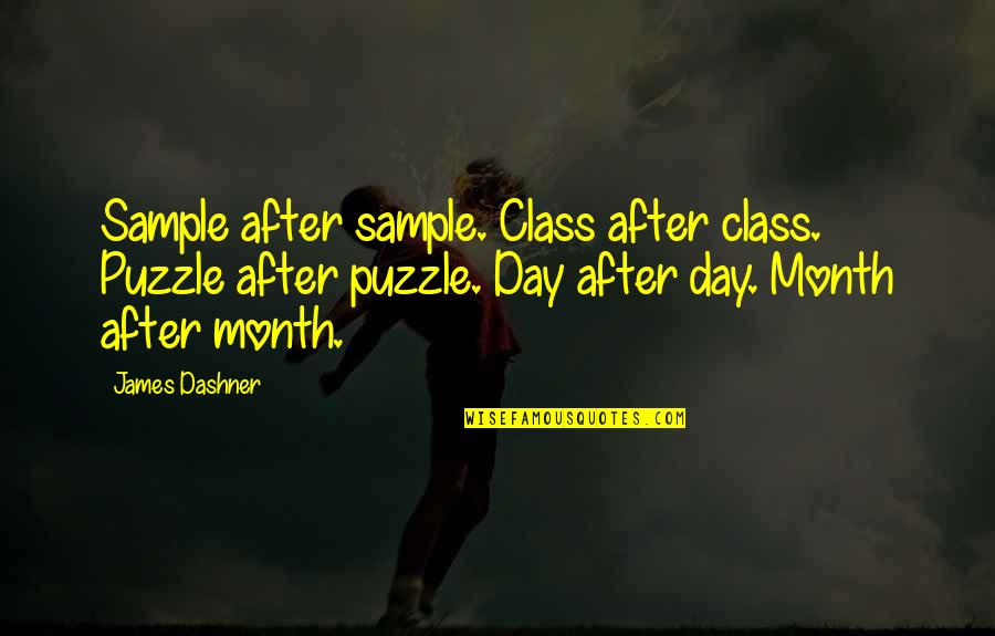 Each Day Of The Month Quotes By James Dashner: Sample after sample. Class after class. Puzzle after