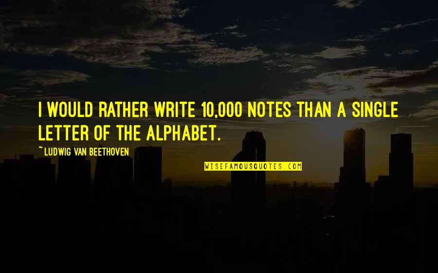 Each Letter Of The Alphabet Quotes By Ludwig Van Beethoven: I would rather write 10,000 notes than a