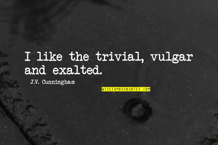 Eachoter Quotes By J.V. Cunningham: I like the trivial, vulgar and exalted.