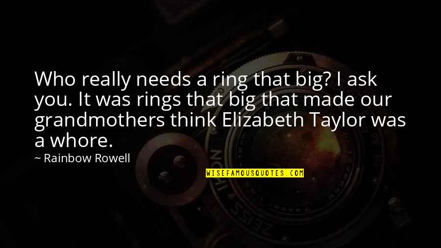 Eadelrio Quotes By Rainbow Rowell: Who really needs a ring that big? I Eadelrio Quotes By Rainbow Rowell: Who really needs a ring that big? I