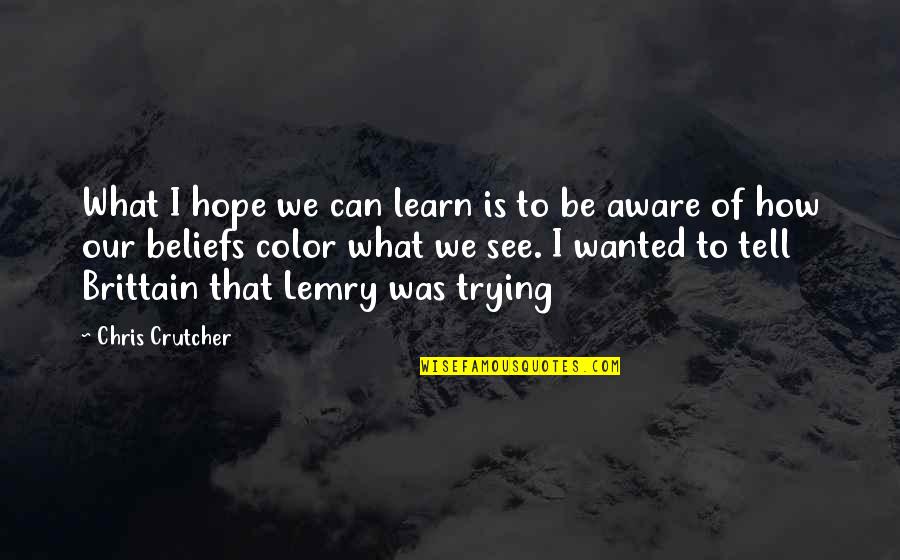 Eadsf Quote Quotes By Chris Crutcher: What I hope we can learn is to