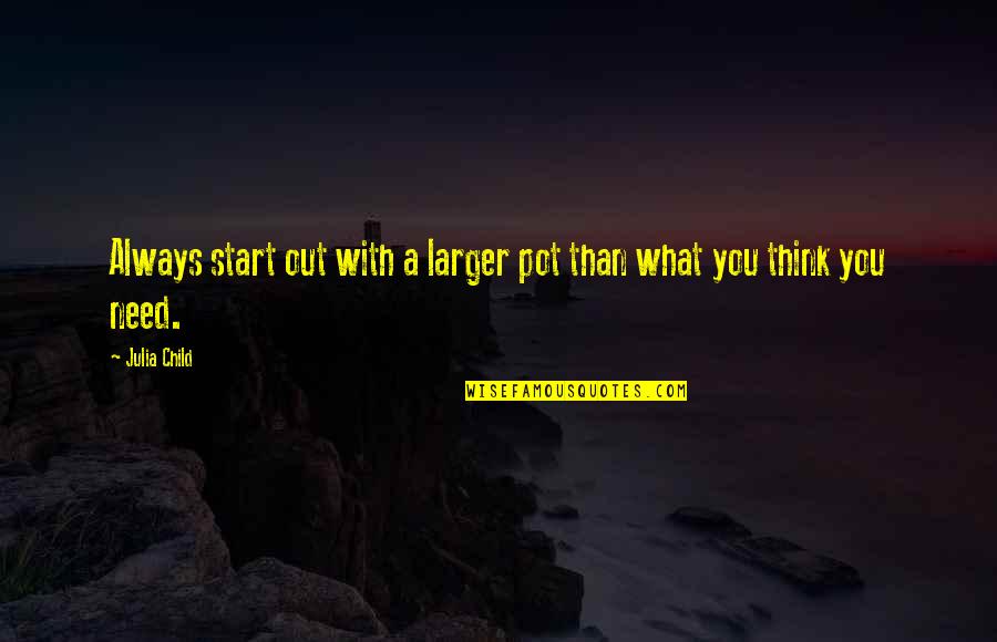 Eager To See Quotes By Julia Child: Always start out with a larger pot than
