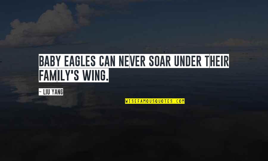 Eagles Wing Quotes By Liu Yang: Baby eagles can never soar under their family's