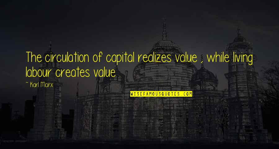 Eares Golds Quotes By Karl Marx: The circulation of capital realizes value , while