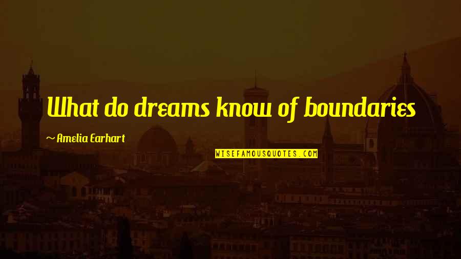 Earhart's Quotes By Amelia Earhart: What do dreams know of boundaries