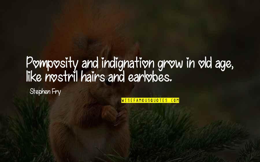 Earlobes Quotes By Stephen Fry: Pomposity and indignation grow in old age, like