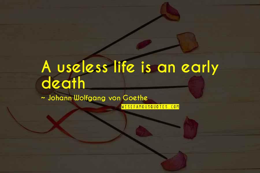 Early Life Quotes By Johann Wolfgang Von Goethe: A useless life is an early death