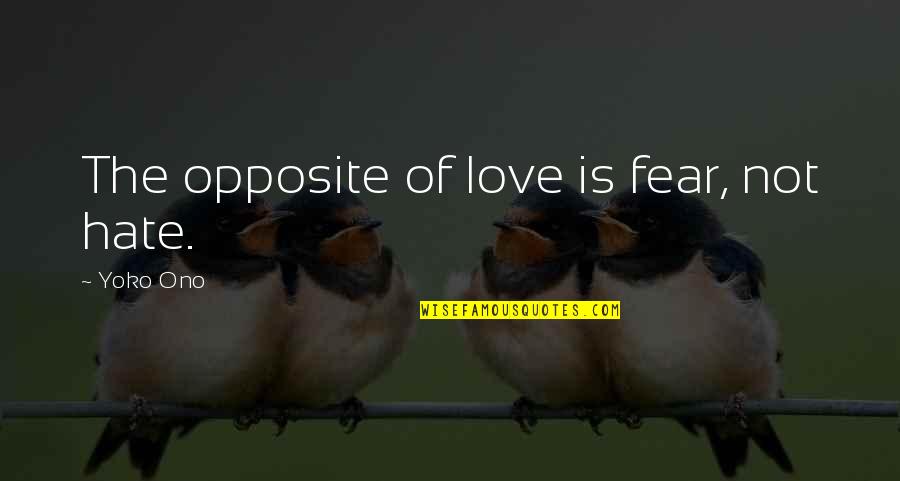 Earlyn Nishimura Quotes By Yoko Ono: The opposite of love is fear, not hate.