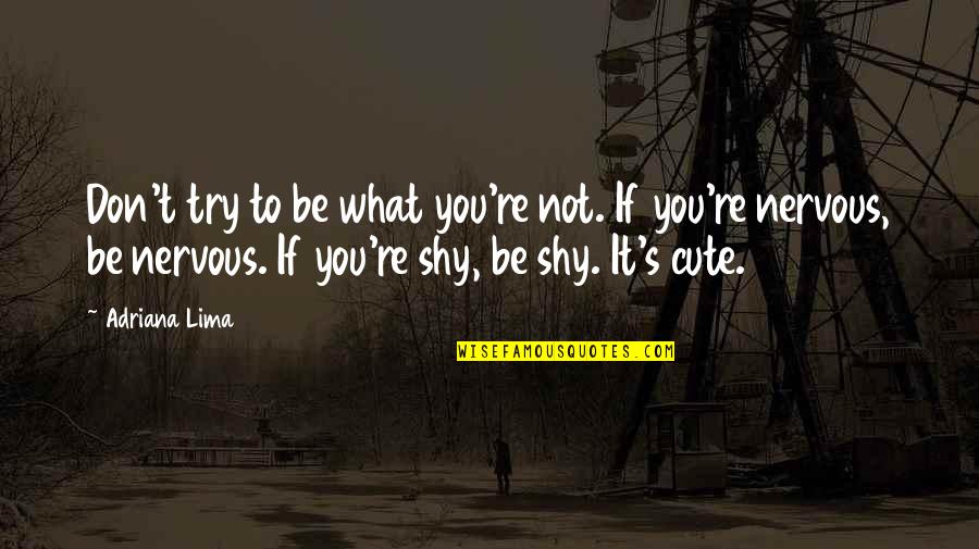 Earmarks Of Nutrition Quotes By Adriana Lima: Don't try to be what you're not. If