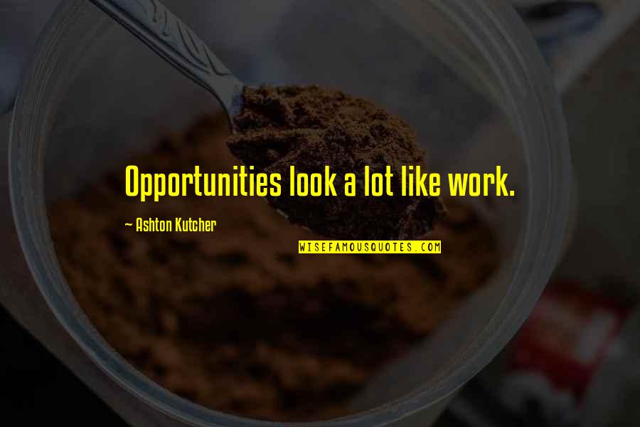 Earmuffs Movie Quote Quotes By Ashton Kutcher: Opportunities look a lot like work.