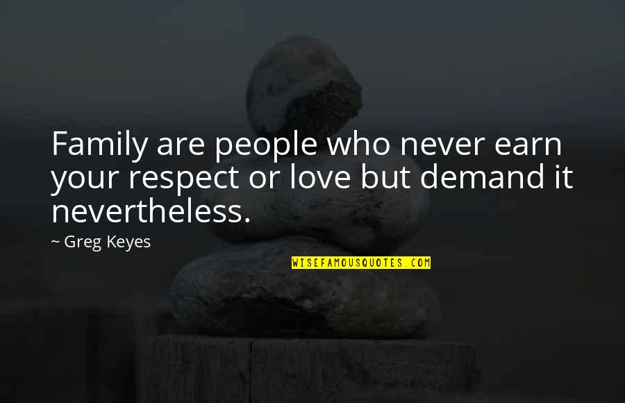 Earn Love Quotes By Greg Keyes: Family are people who never earn your respect
