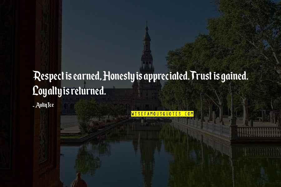 Earned Respect Quotes By Auliq Ice: Respect is earned, Honesty is appreciated. Trust is