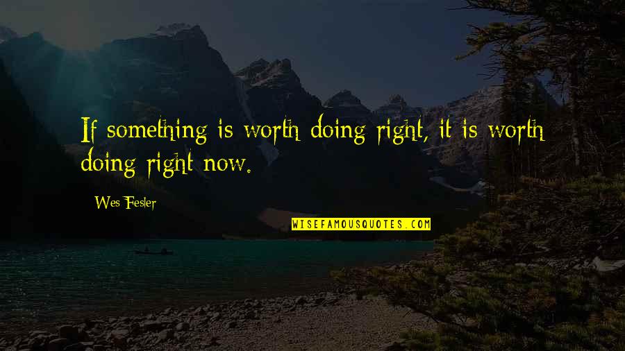 Earned Value Management Quotes By Wes Fesler: If something is worth doing right, it is