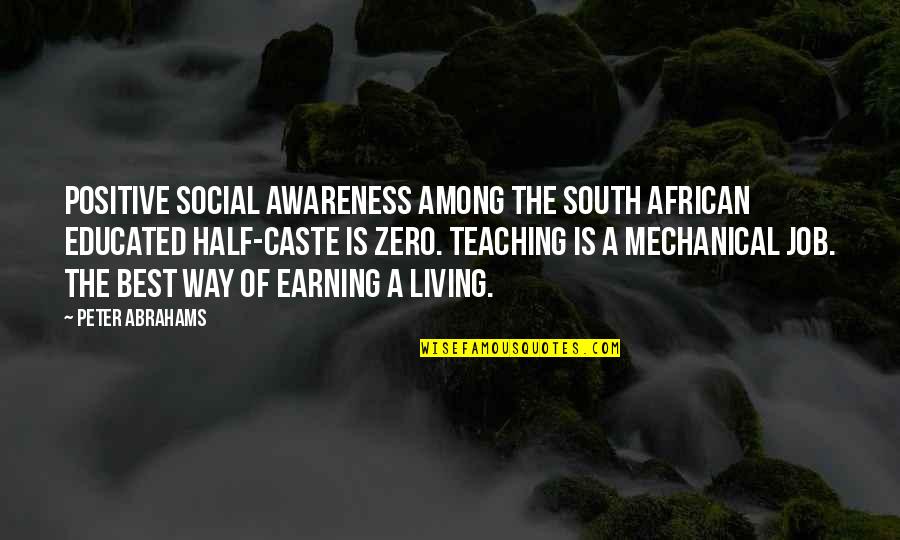 Earning Quotes By Peter Abrahams: Positive social awareness among the South African educated