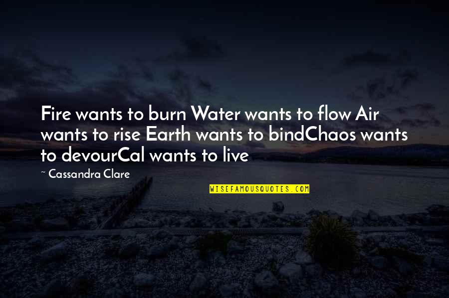 Earth Air Fire Water Quotes By Cassandra Clare: Fire wants to burn Water wants to flow