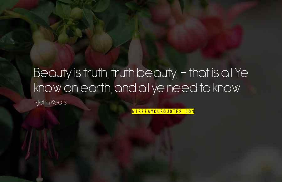 Earth Beauty Quotes By John Keats: Beauty is truth, truth beauty, - that is