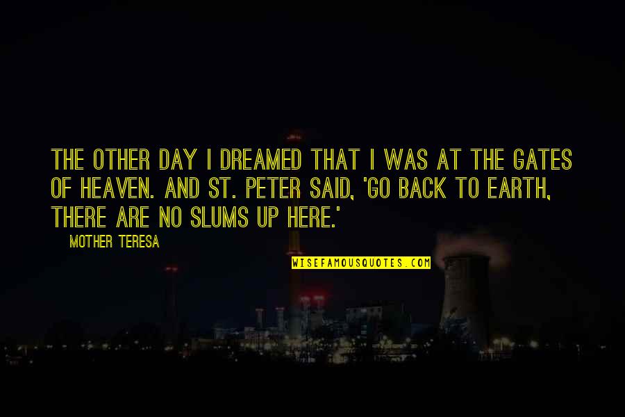 Earth Day Quotes By Mother Teresa: The other day I dreamed that I was
