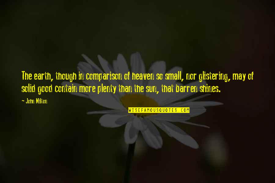Earth Is Small Quotes By John Milton: The earth, though in comparison of heaven so