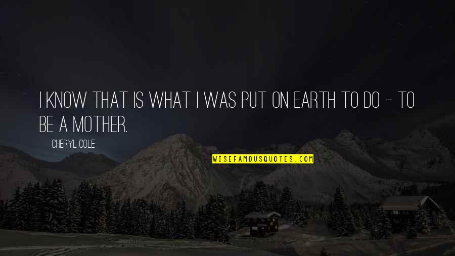 Earth Mother Quotes By Cheryl Cole: I know that is what I was put