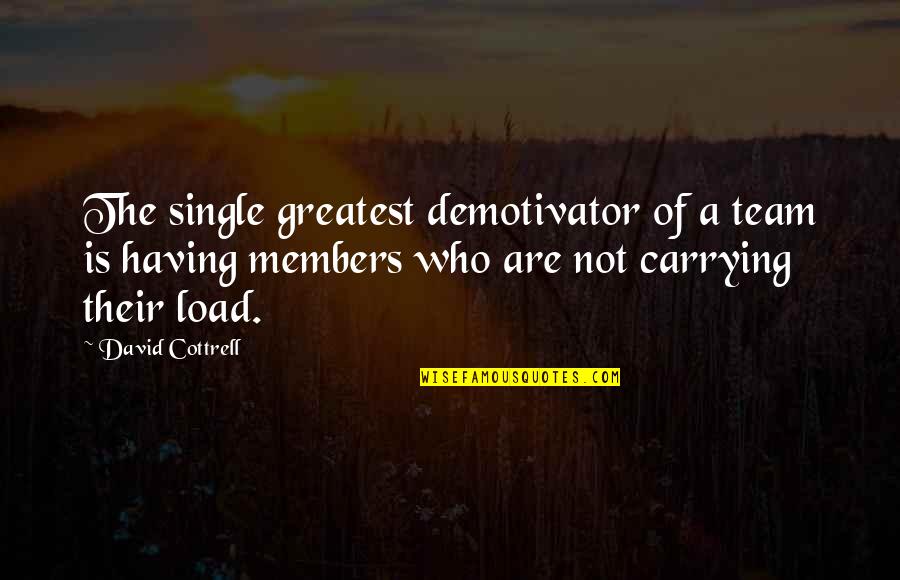 Earth Saving Quotes By David Cottrell: The single greatest demotivator of a team is
