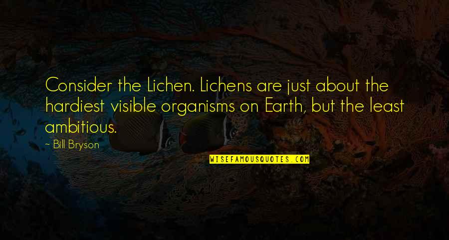 Earth Science Quotes By Bill Bryson: Consider the Lichen. Lichens are just about the