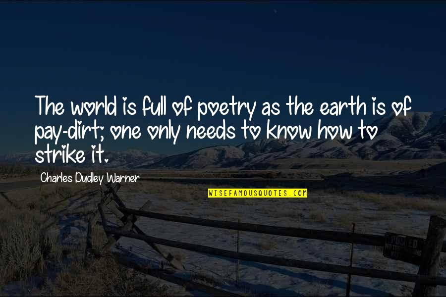 Earth To Quotes By Charles Dudley Warner: The world is full of poetry as the