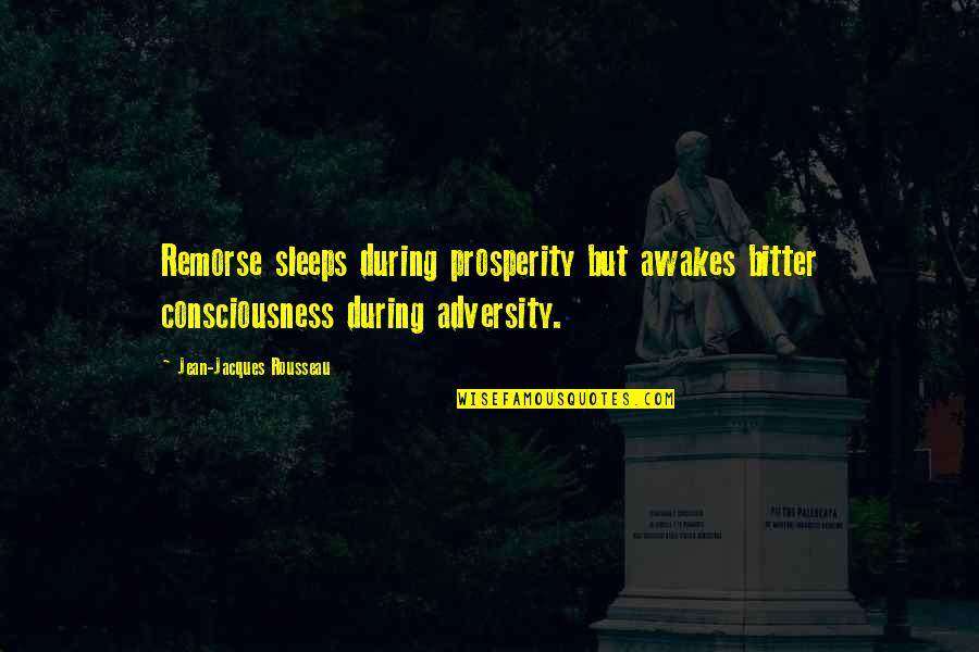 Earthbound Quotes By Jean-Jacques Rousseau: Remorse sleeps during prosperity but awakes bitter consciousness