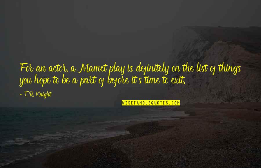 Earthlink Quotes By T. R. Knight: For an actor, a Mamet play is definitely