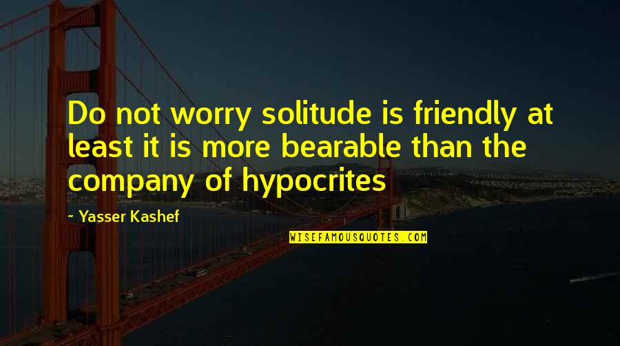 Earthships Quotes By Yasser Kashef: Do not worry solitude is friendly at least