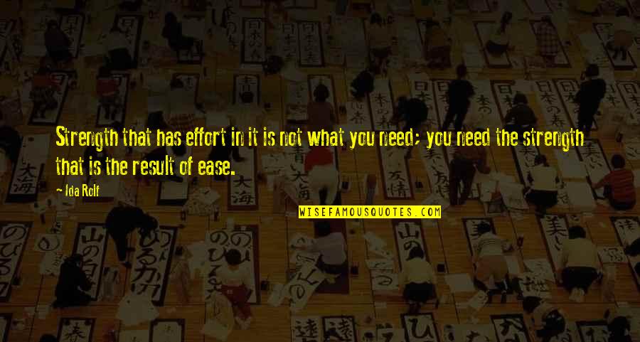 Ease You Quotes By Ida Rolf: Strength that has effort in it is not